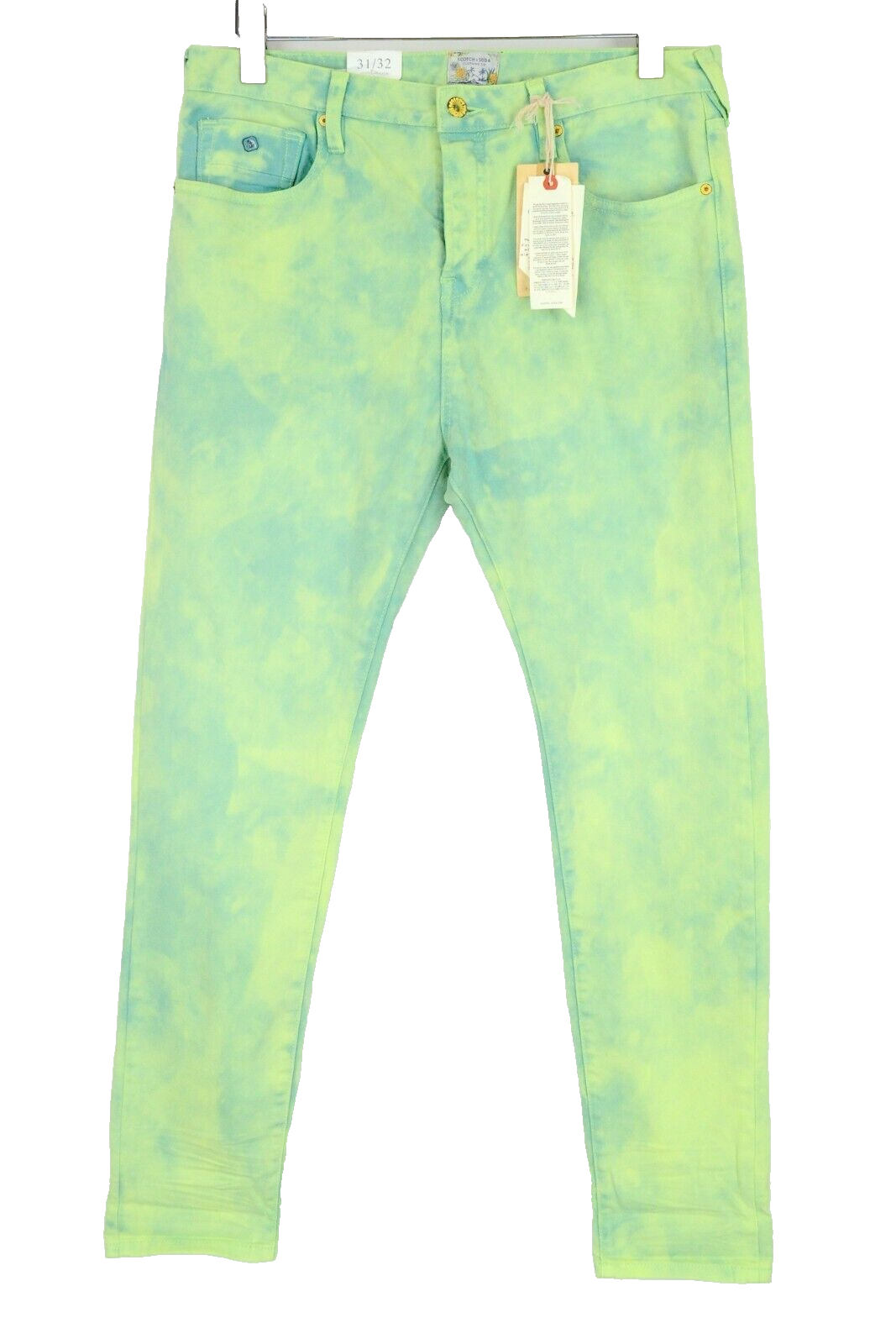 SCOTCH & SODA Mens Jeans W31/L32 Super Slim  Green High-Rise Garment-Dyed