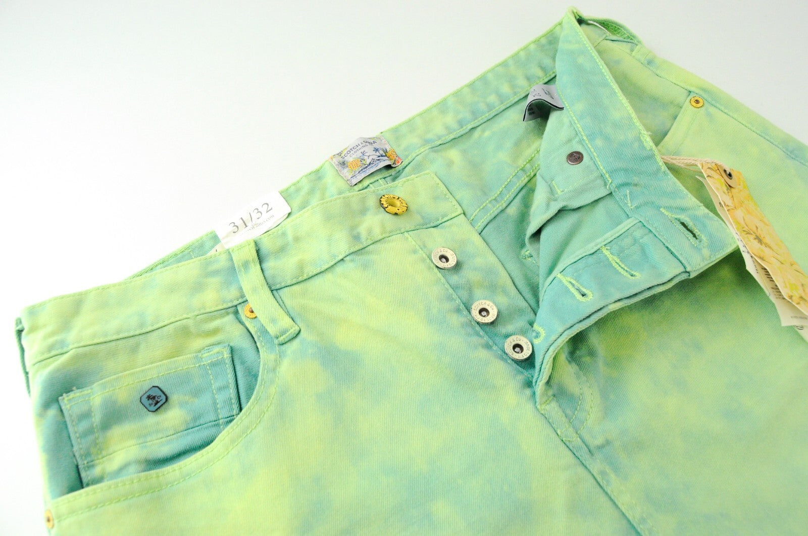 SCOTCH & SODA Mens Jeans W31/L32 Super Slim  Green High-Rise Garment-Dyed