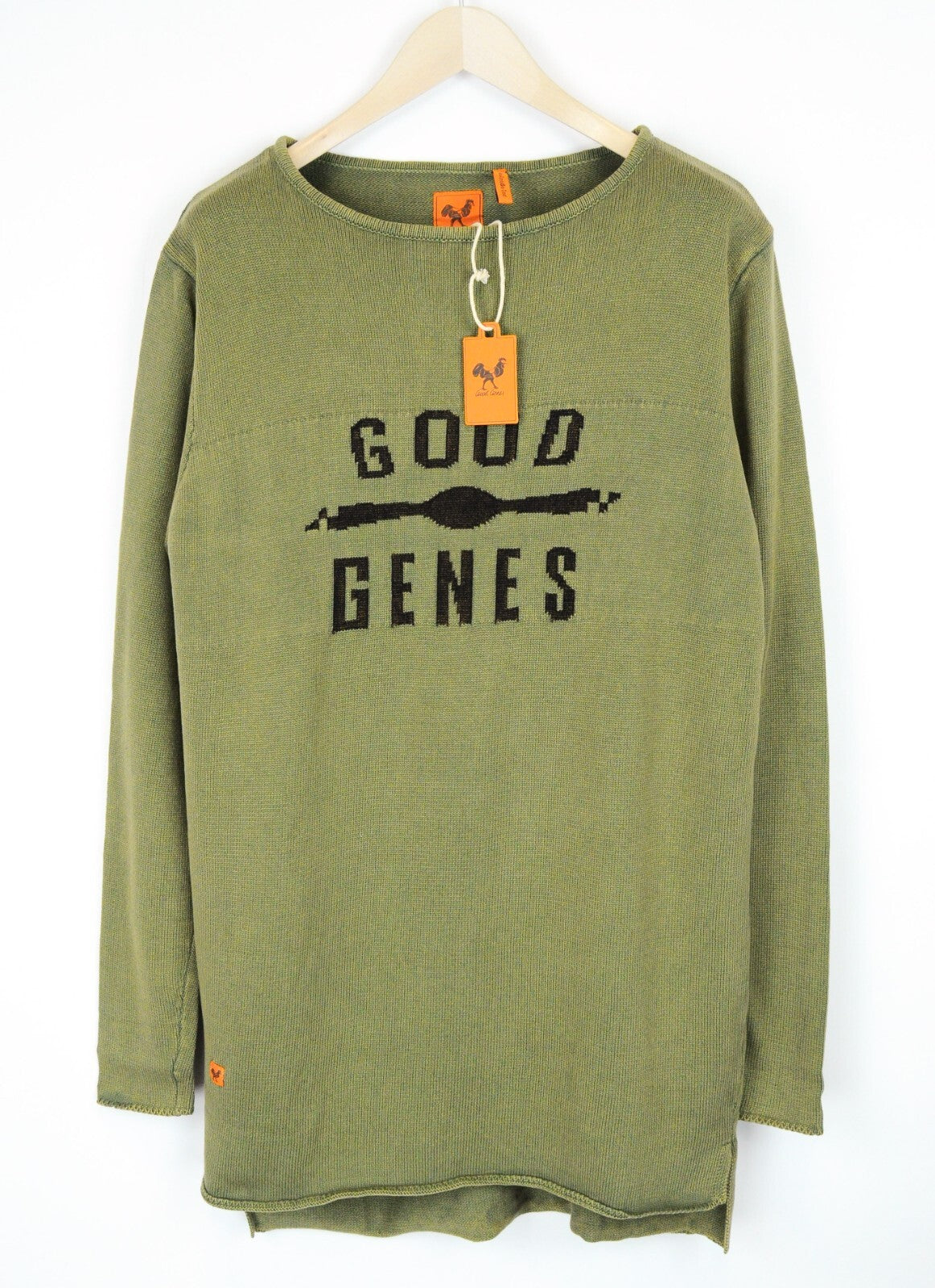 GOOD GENES Mens Jumper XL Olive Green Rib-Knit Crew Neck  Sweater Casual