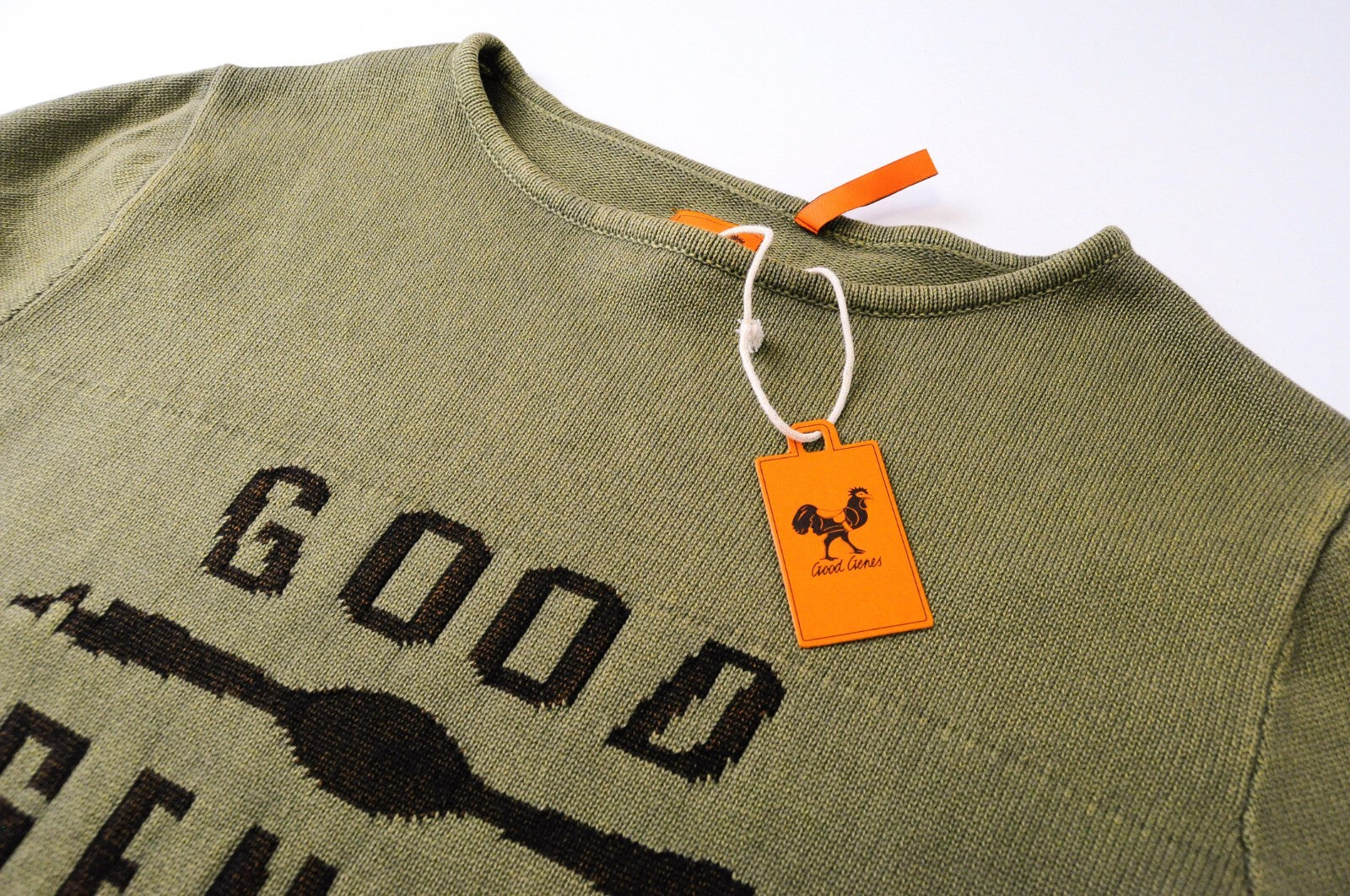 GOOD GENES Mens Jumper XL Olive Green Rib-Knit Crew Neck  Sweater Casual