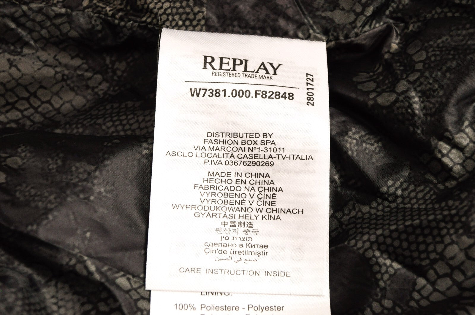 REPLAY Womens Jacket L Faux Fur Hooded Quilted Black Puffer Parka Long Sleeve