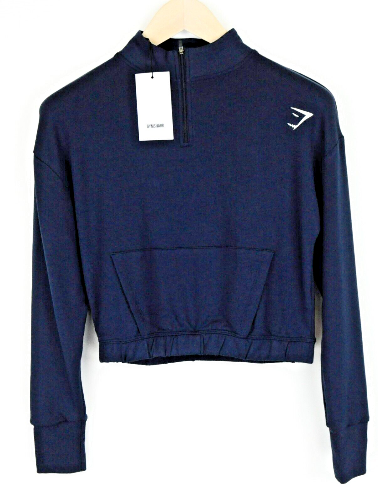 GYMSHARK Pippa Womens Sweatshirt S Pullover Navy 1/4 Zip Stretchy Training