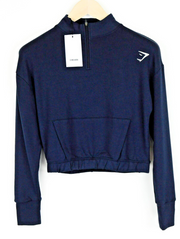 GYMSHARK Pippa Womens Sweatshirt S Pullover Navy 1/4 Zip Stretchy Training