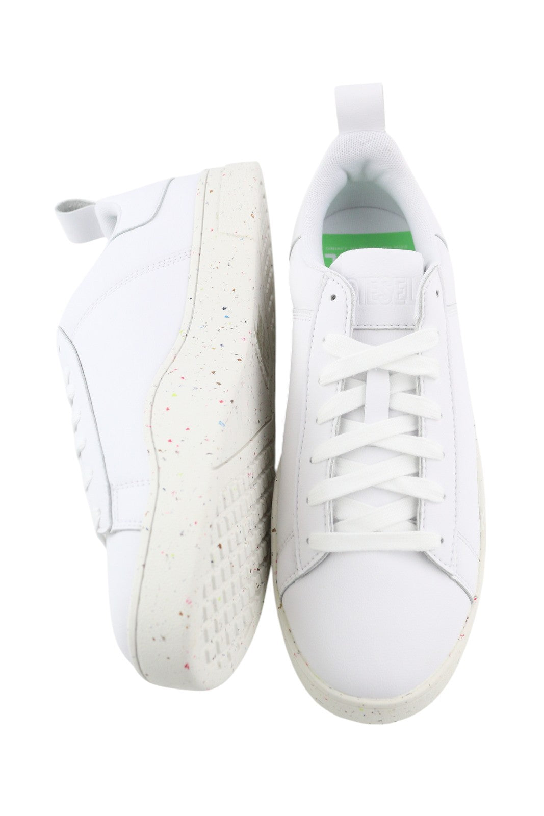 DIESEL S-Clever Low Lace Men Sneakers EU44.5 White Leather Almond Toe RRP€140