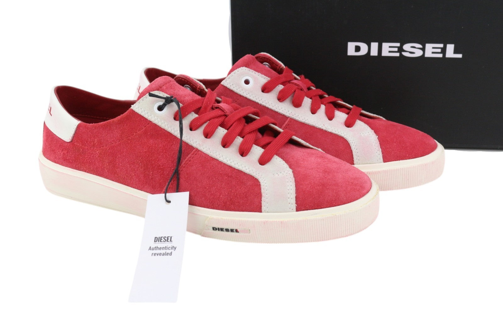 DIESEL S-Mydori LC Men Sneakers EU43 Red Suede Leather Almond Toe Low RRP€200