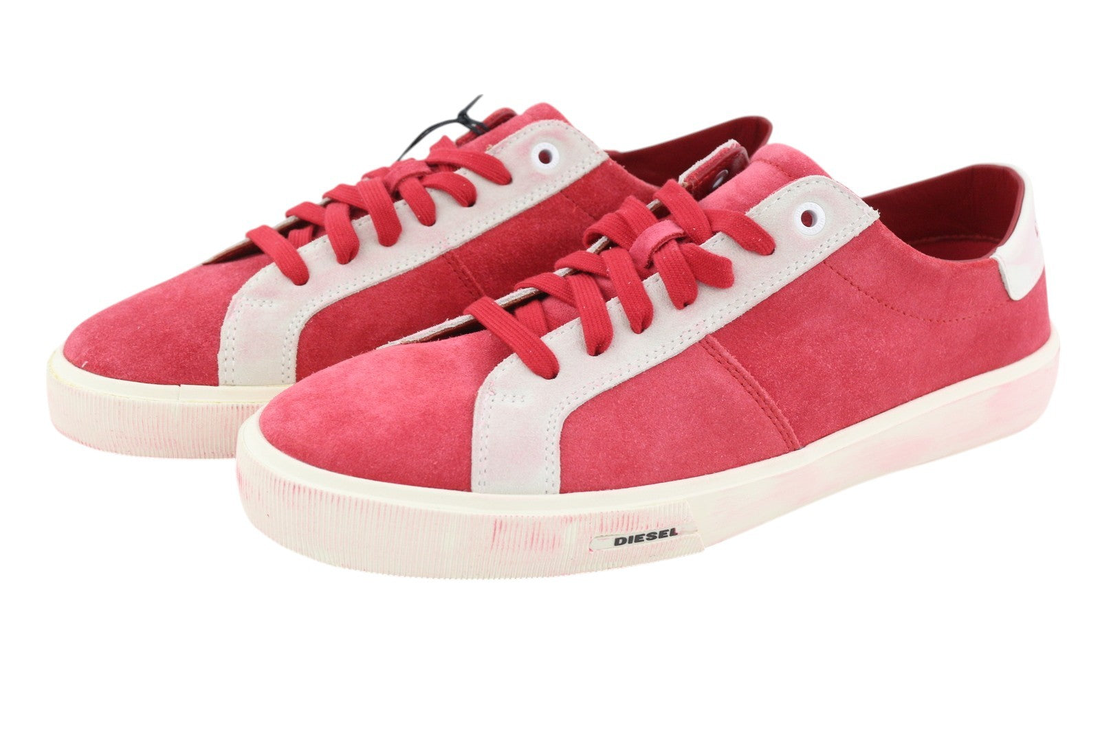 DIESEL S-Mydori LC Men Sneakers EU43 Red Suede Leather Almond Toe Low RRP€200