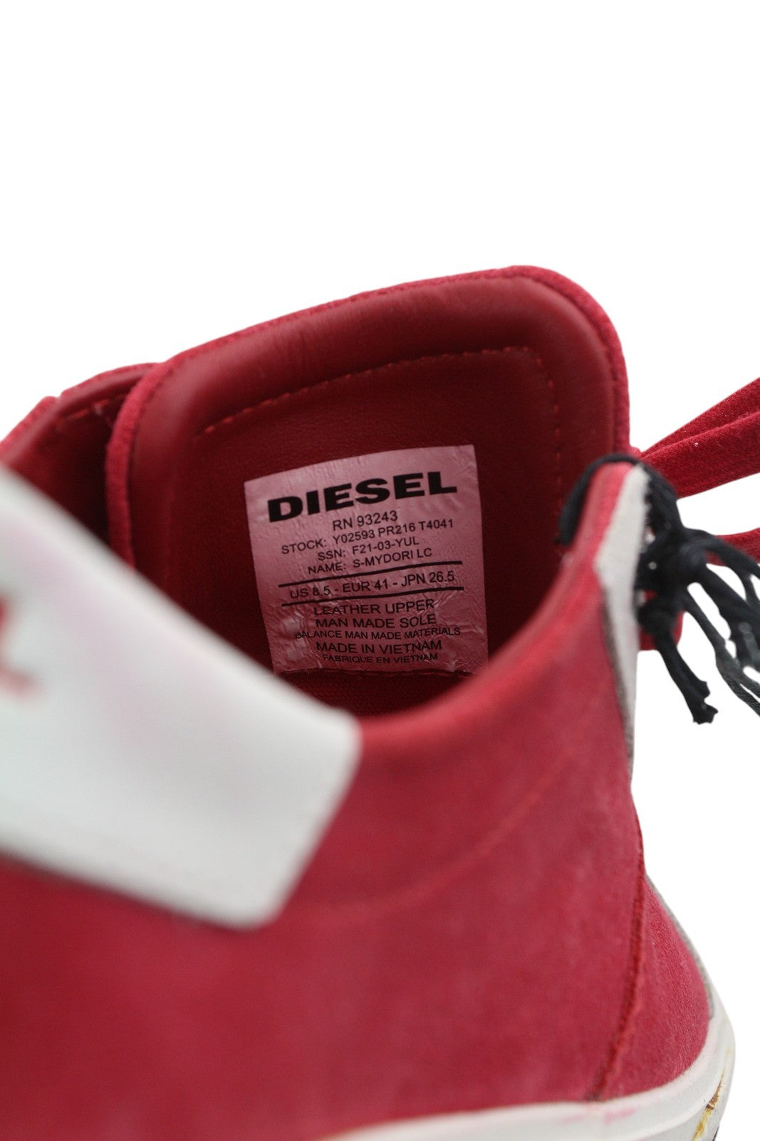 DIESEL S-Mydori LC Men Sneakers EU41 Red Suede Leather Almond Toe Low RRP€200