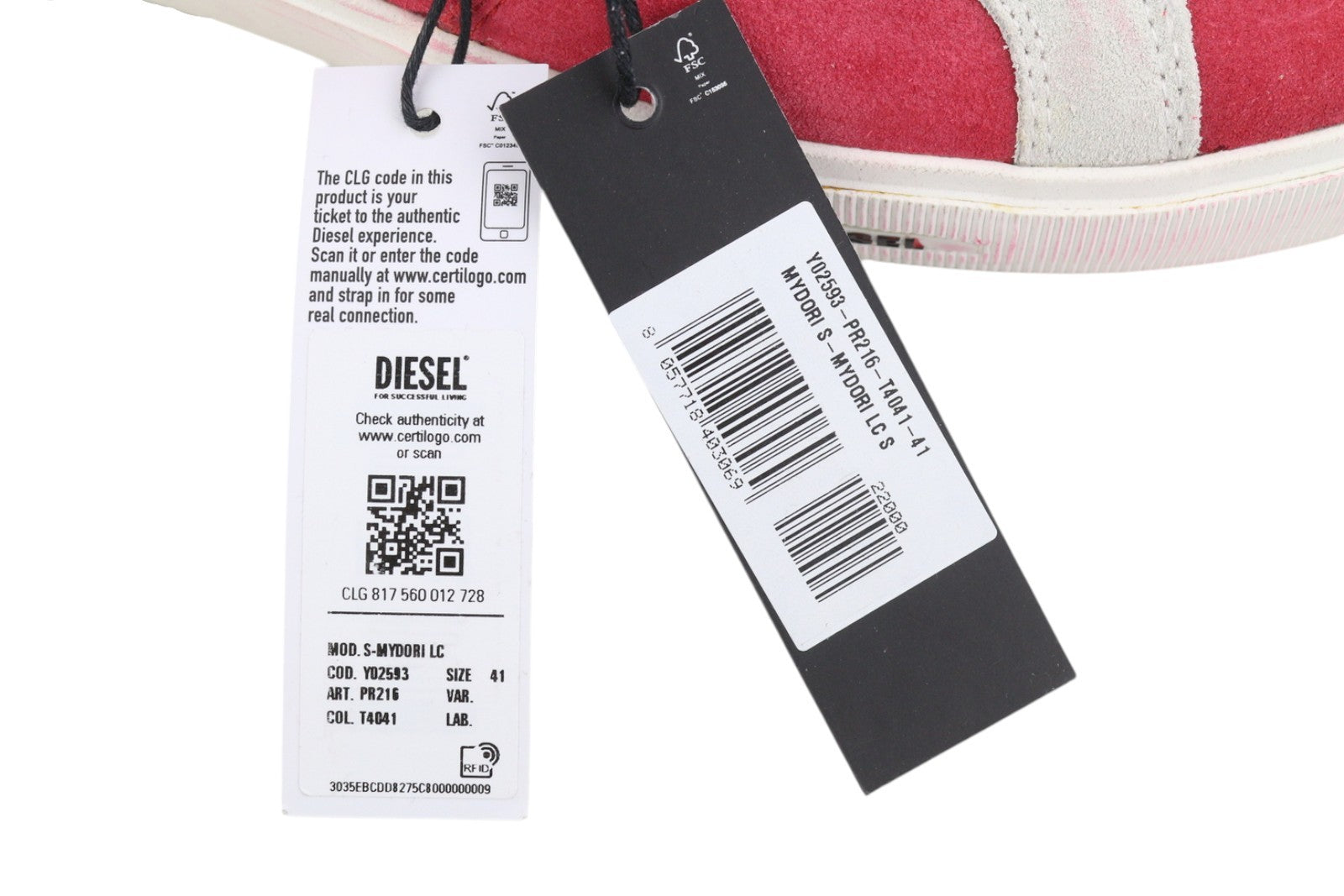 DIESEL S-Mydori LC Men Sneakers EU41 Red Suede Leather Almond Toe Low RRP€200