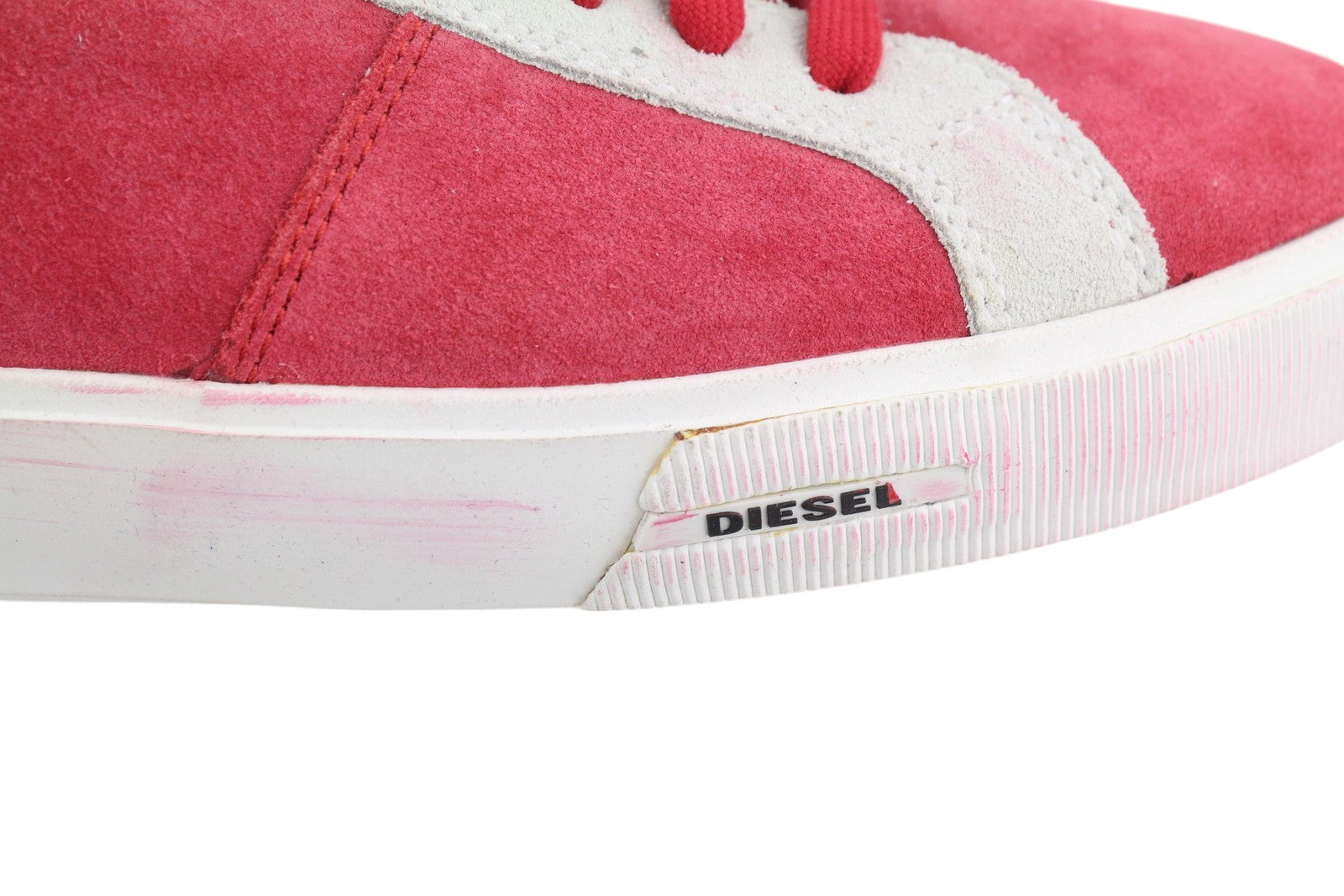 DIESEL S-Mydori LC Men Sneakers EU41 Red Suede Leather Almond Toe Low RRP€200