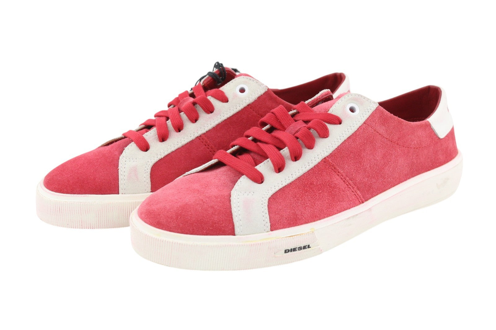 DIESEL S-Mydori LC Men Sneakers EU41 Red Suede Leather Almond Toe Low RRP€200