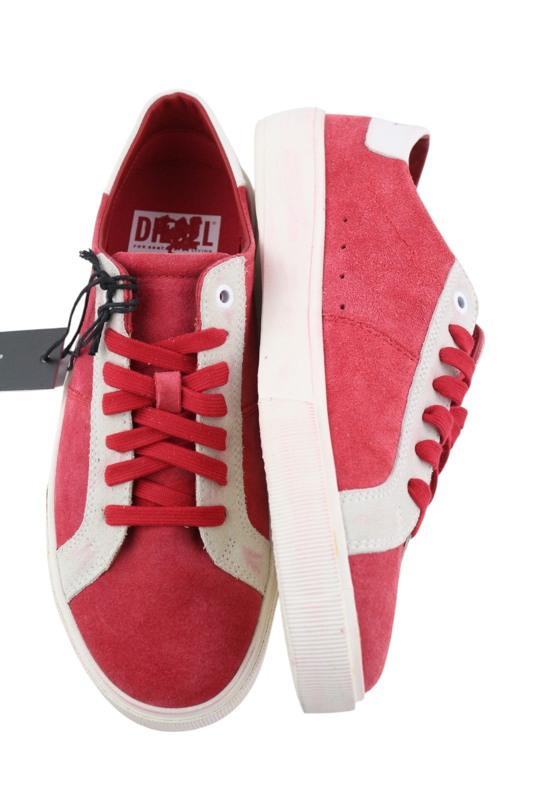 DIESEL S-Mydori LC Men Sneakers EU41 Red Suede Leather Almond Toe Low RRP€200