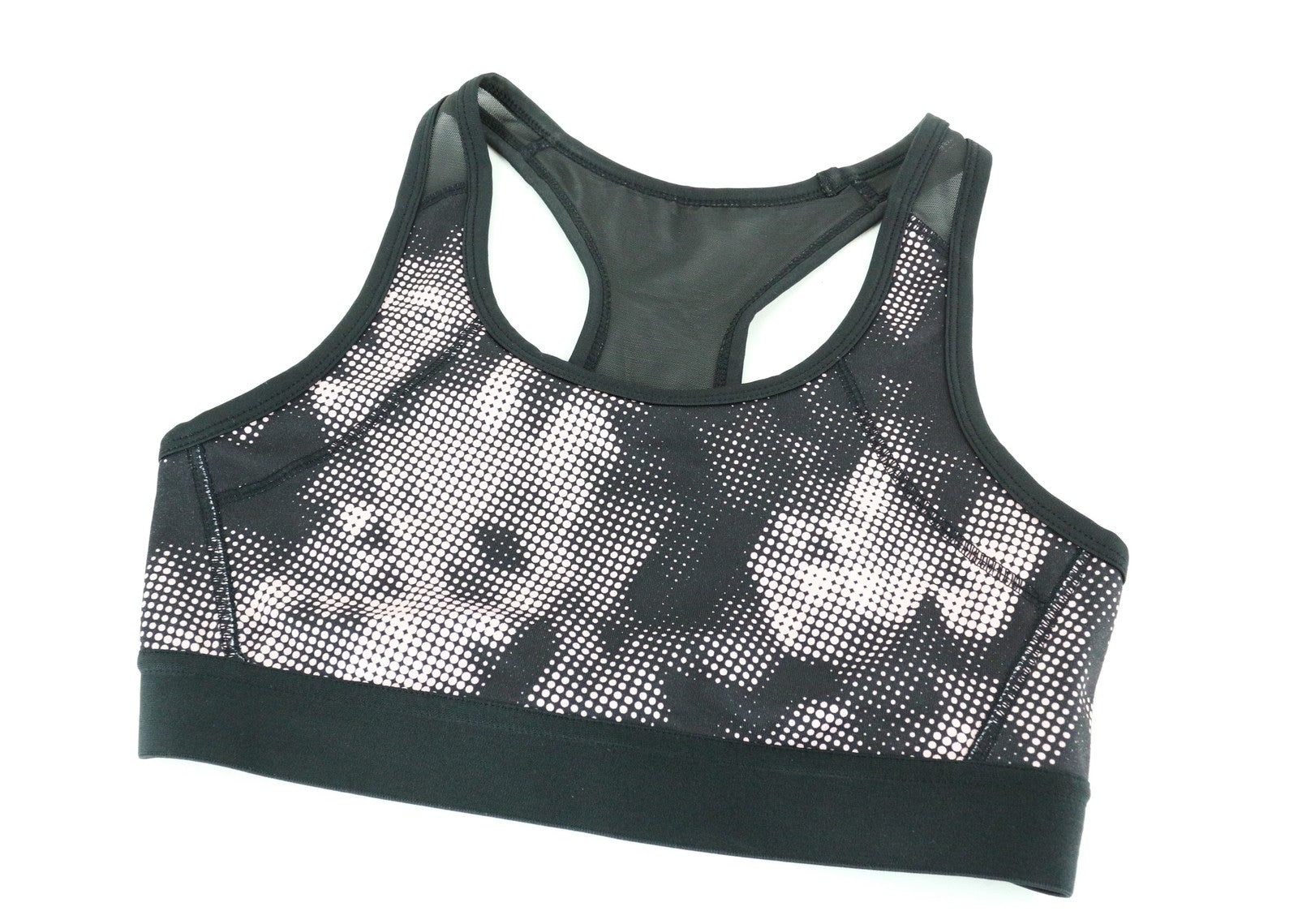 UNBRANDED Women's Sport Bra ~M Grey Stretch Printed Activewear Gym Sleeveless
