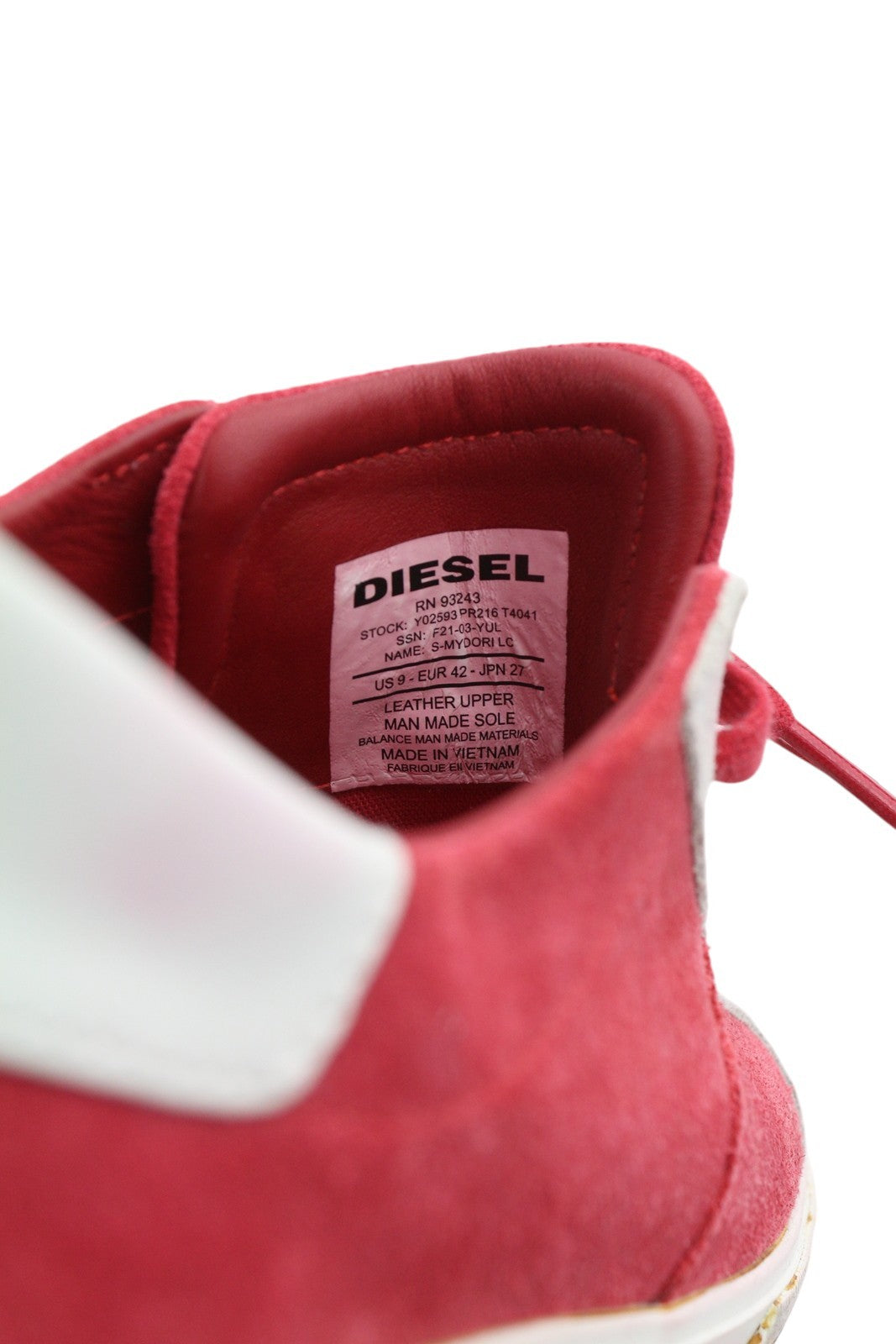 DIESEL S-Mydori LC Men Sneakers EU42 Red Suede Leather Almond Toe Low RRP€200