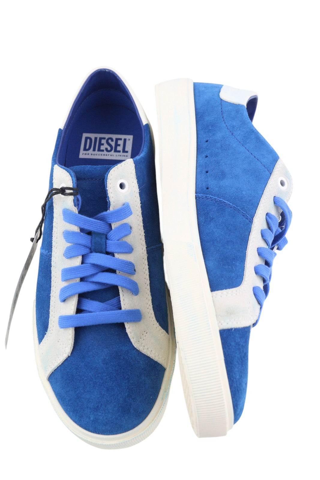 DIESEL S-Mydori LC Men Sneakers EU44.5 Blue Suede Leather Almond Toe RRP€200