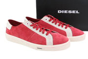 DIESEL S-Mydori LC Men Sneakers EU44 Red Suede Leather Almond Toe Low RRP€200