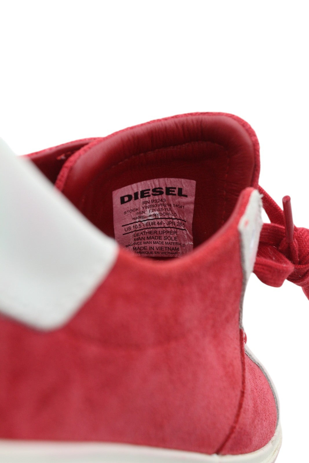 DIESEL S-Mydori LC Men Sneakers EU44 Red Suede Leather Almond Toe Low RRP€200