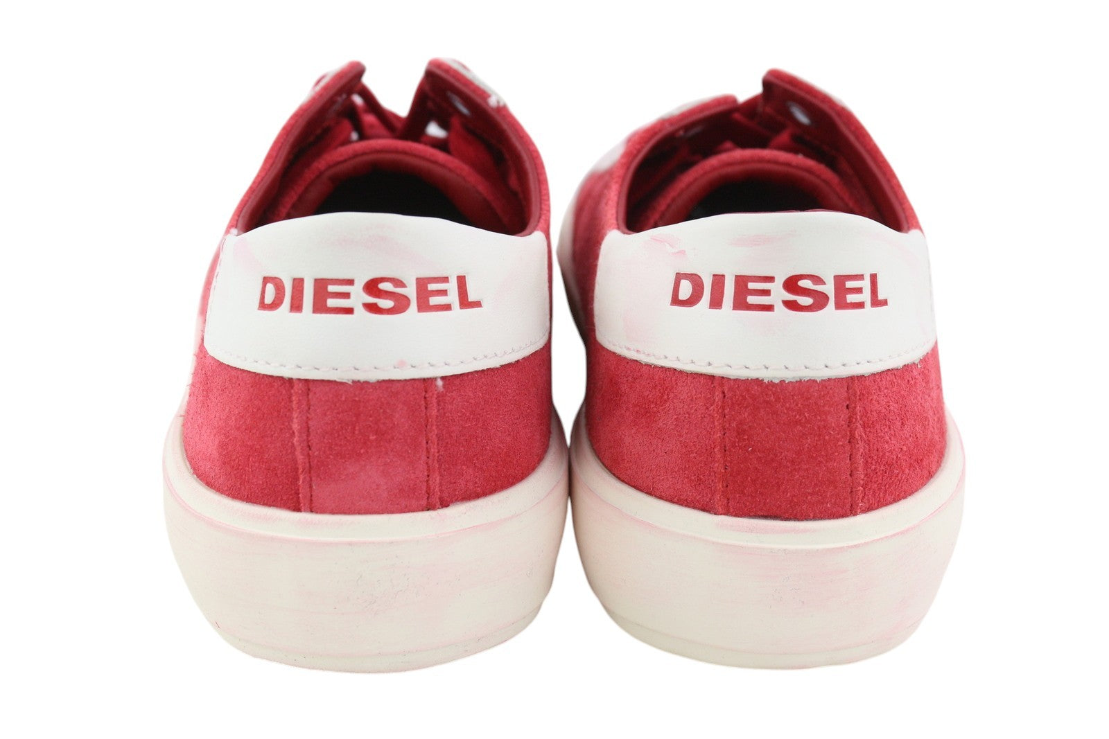 DIESEL S-Mydori LC Men Sneakers EU44 Red Suede Leather Almond Toe Low RRP€200
