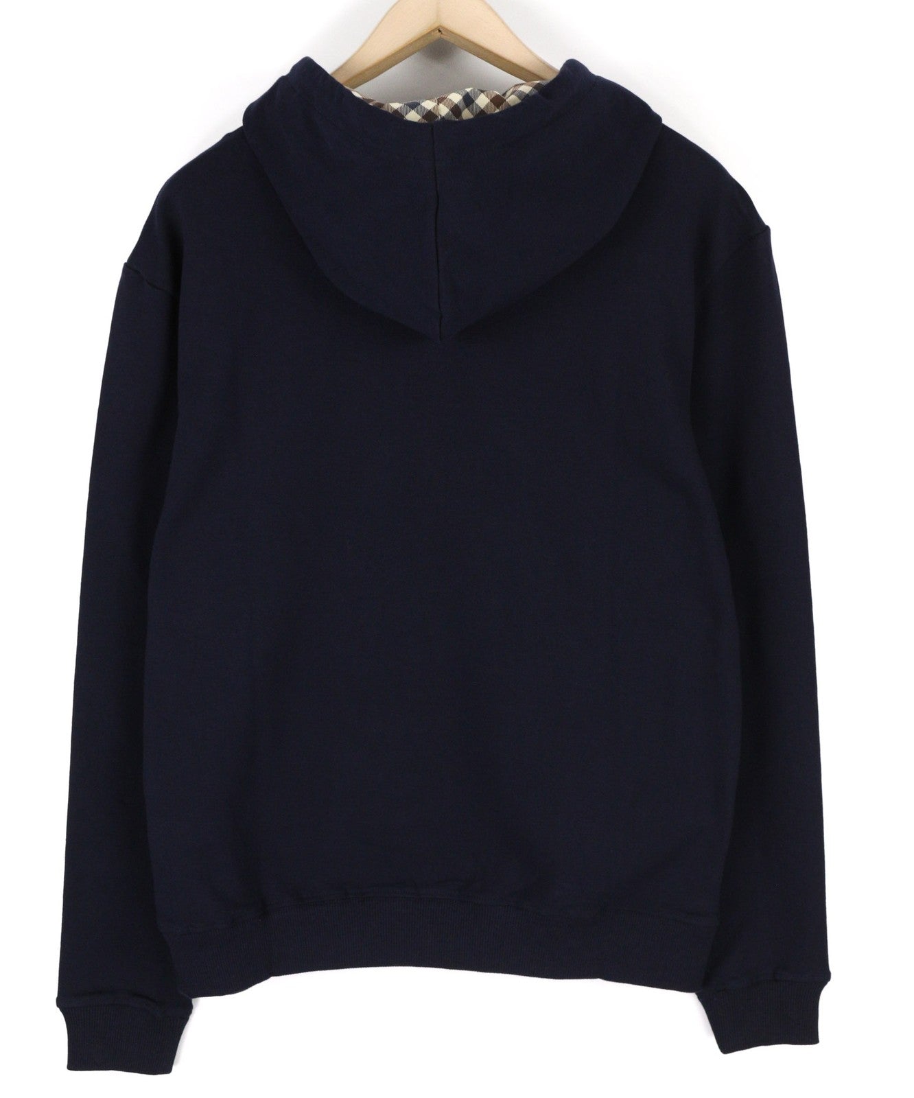 AQUASCUTUM FCIA21 Men Hoodie M Blue Kangaroo Pocket Hooded Pullover Straps Logo