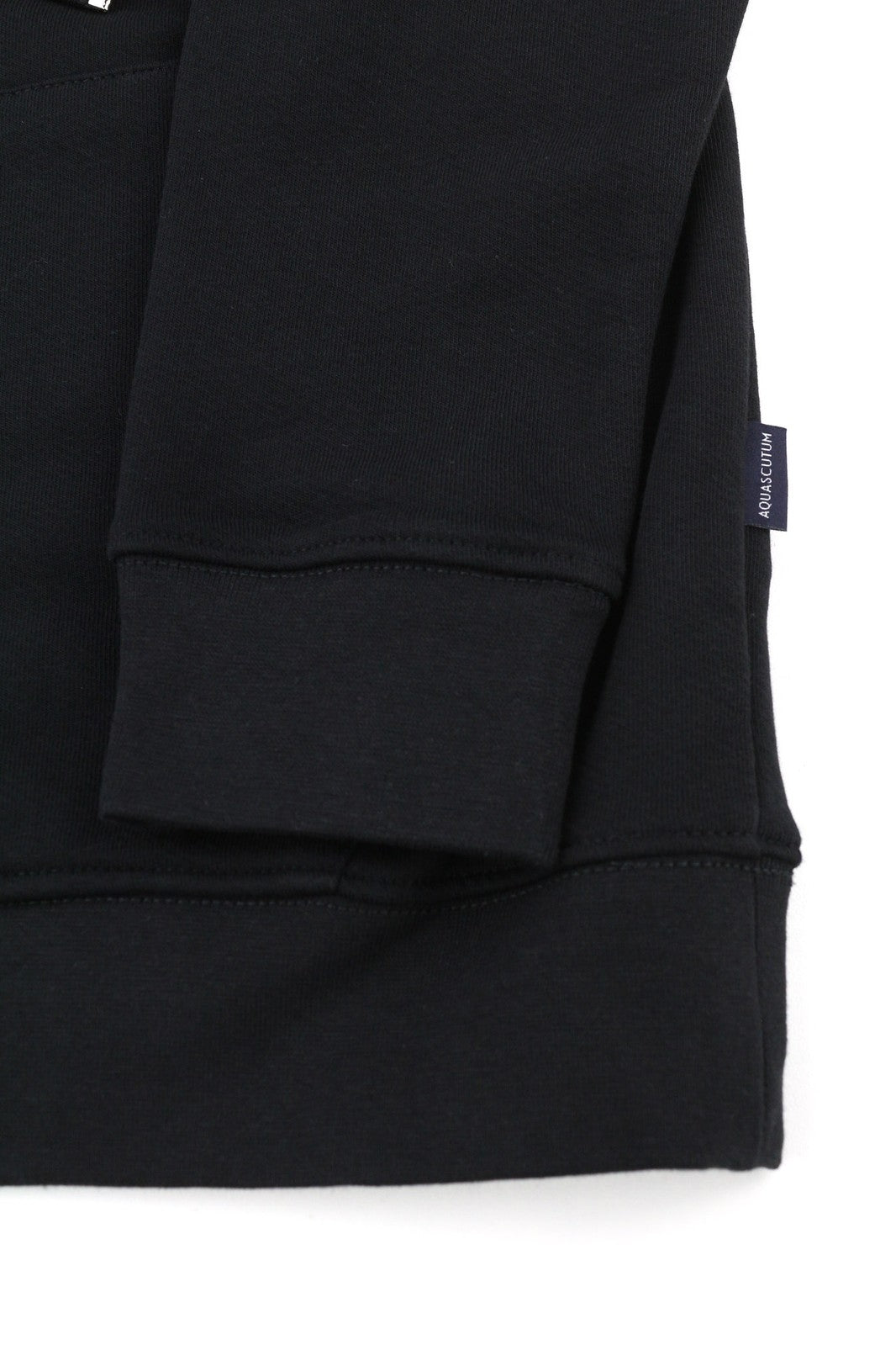 AQUASCUTUM FAI003 Men Hoodie L Black Kangaroo Pocket Hooded Pullover Straps Logo