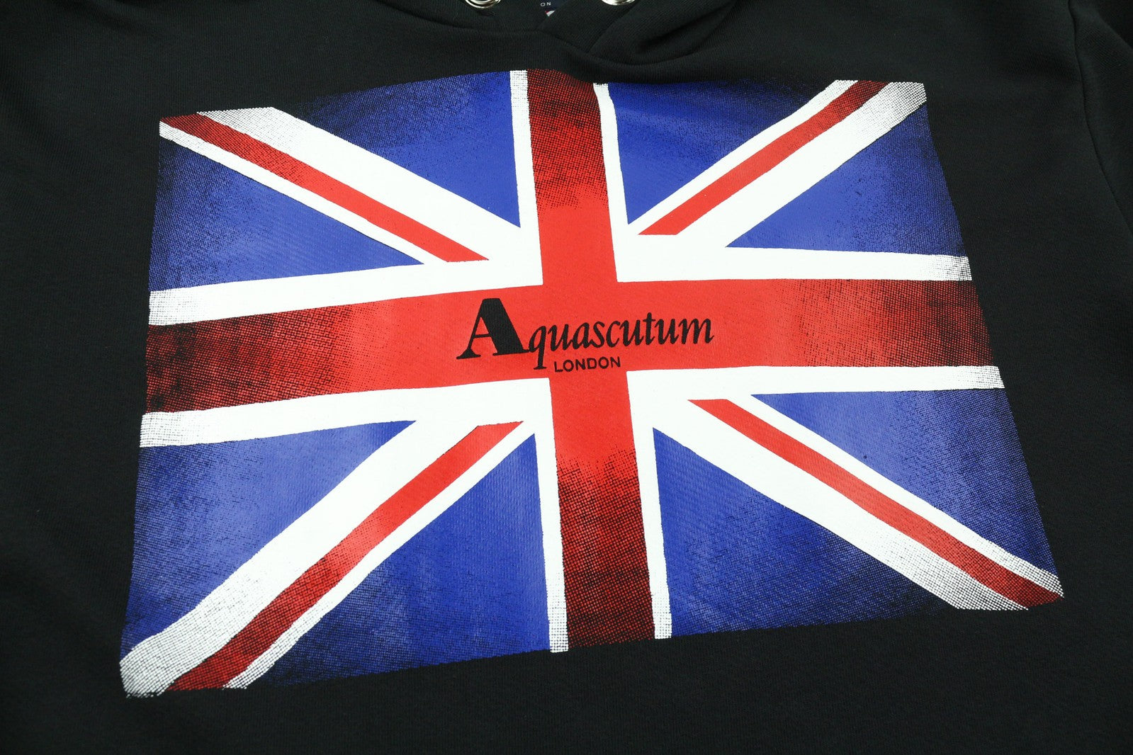 AQUASCUTUM FAI003 Men Hoodie L Black Kangaroo Pocket Hooded Pullover Straps Logo