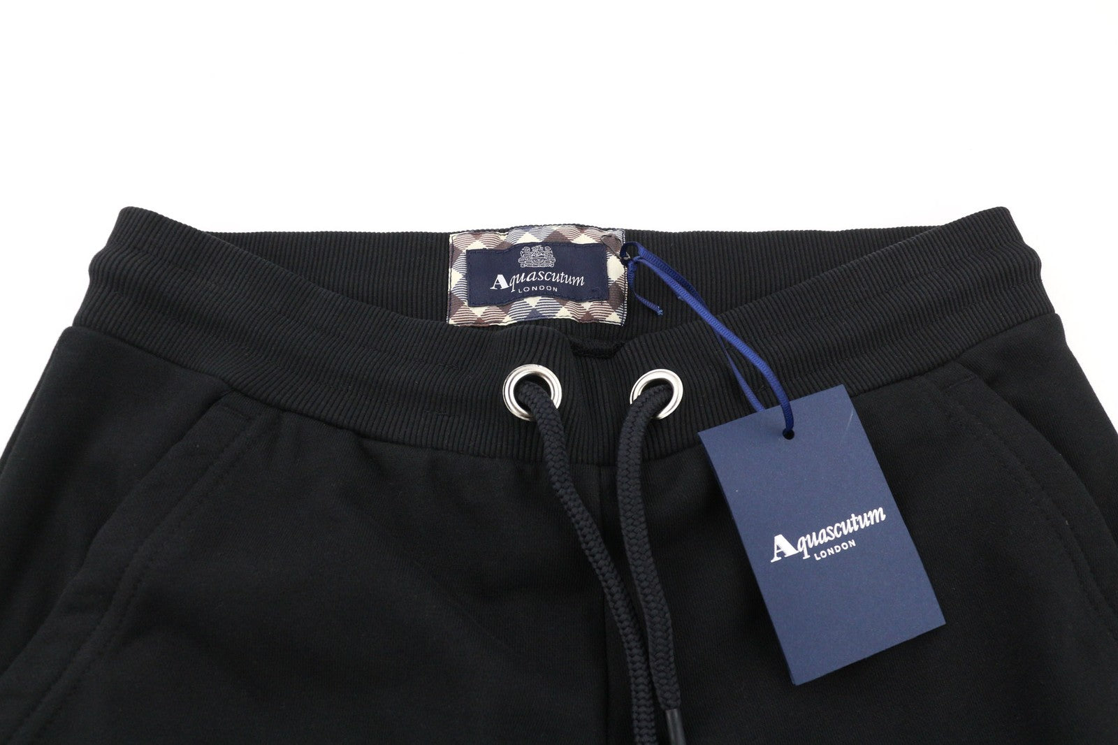 AQUASCUTUM FPIA38 Mens Trousers M Black Drawstring Waist All Seasons Sweatpants