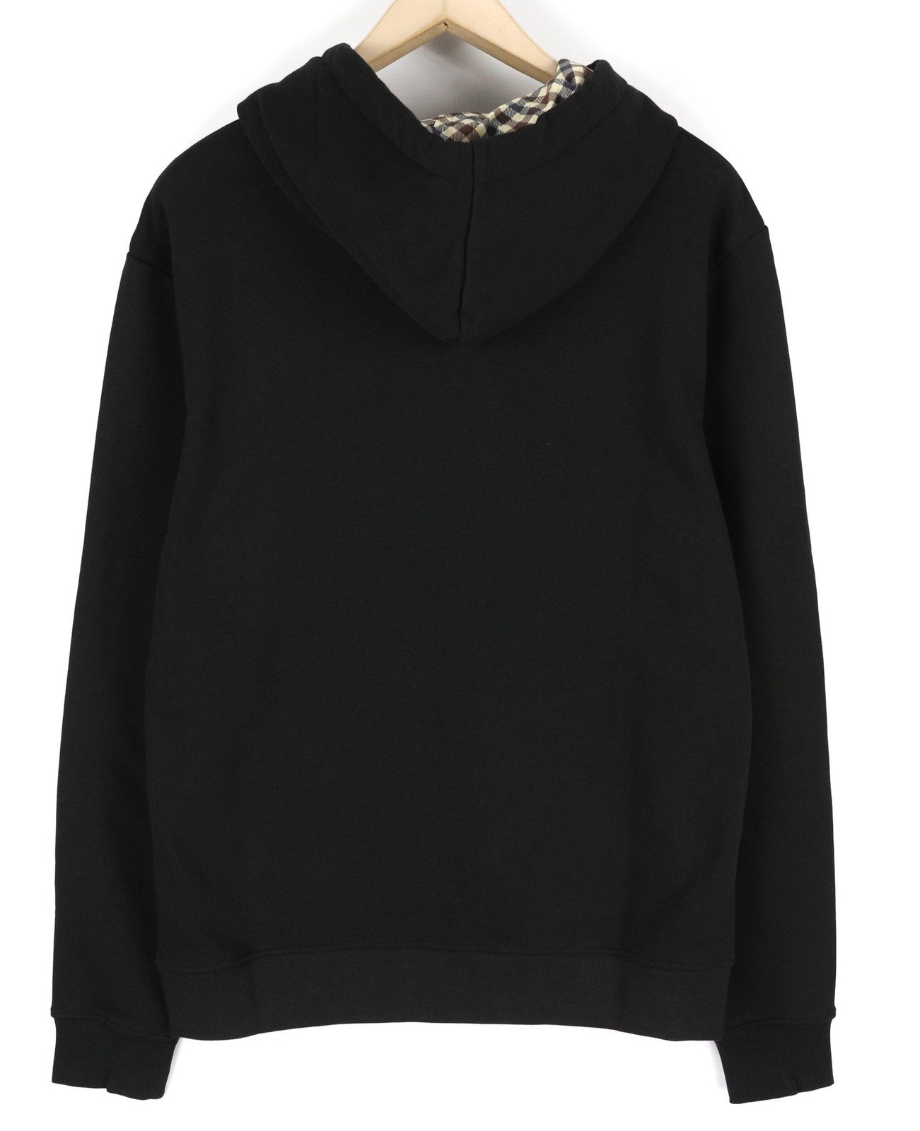 AQUASCUTUM FAI003 Men Hoodie M Black Kangaroo Pocket Hooded Pullover Straps Logo