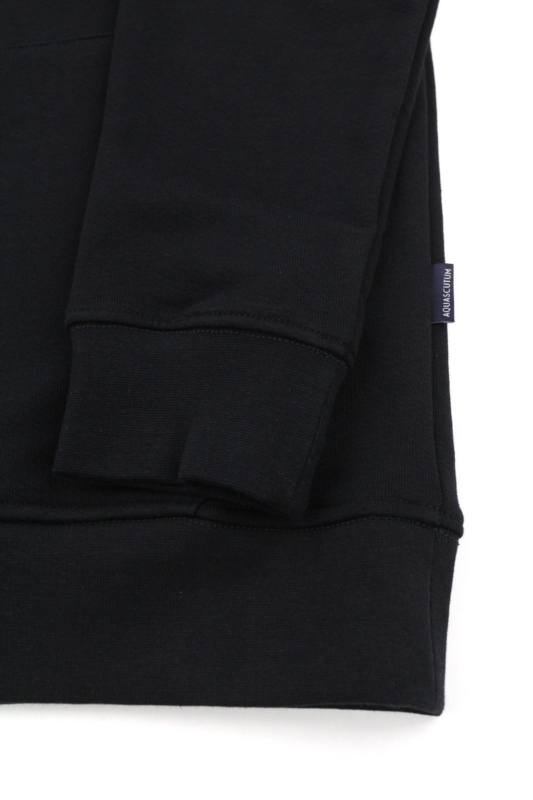 AQUASCUTUM FAI003 Men Hoodie M Black Kangaroo Pocket Hooded Pullover Straps Logo