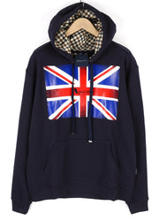 AQUASCUTUM FAI003 Men Hoodie XL Black Kangaroo Pocket Hooded Pullover Straps