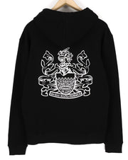 AQUASCUTUM FCIA18 Men Hoodie L Black Kangaroo Pocket Hooded Pullover Straps Logo