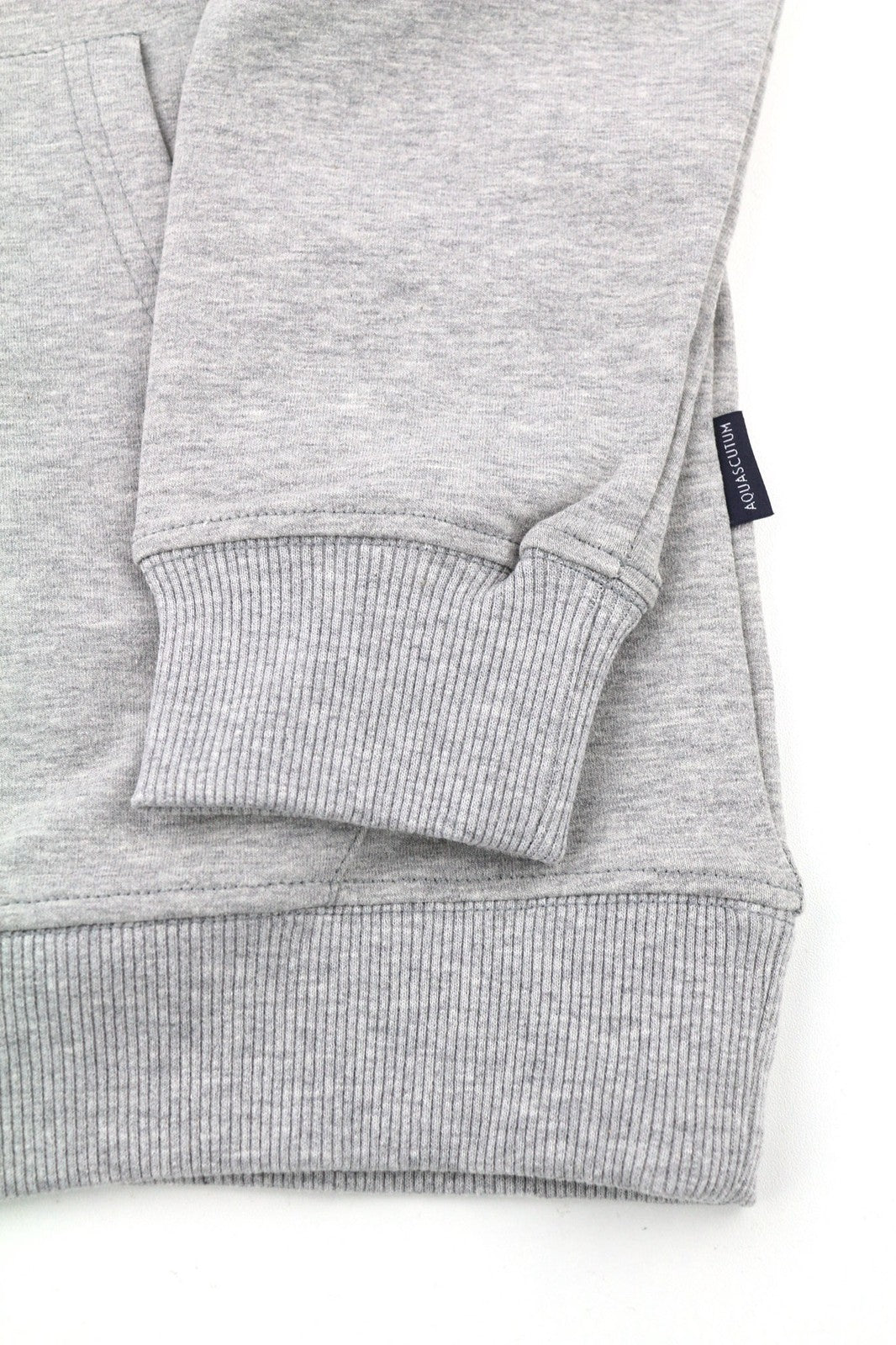 AQUASCUTUM FCIA21 Men Hoodie M Melange Grey Kangaroo Pocket Hooded Pullover Logo