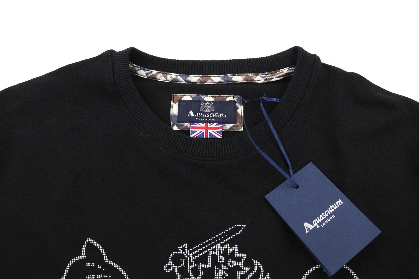 AQUASCUTUM FGIA28 Mens Sweatshirt L Black Crew Pullover Long Sleeve All Seasons