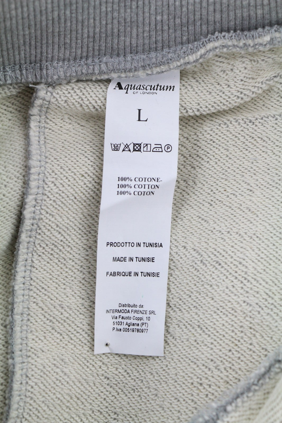 AQUASCUTUM FPIA38 Men Trousers L Melange Grey Drawstring Waist Logo Sweatpants