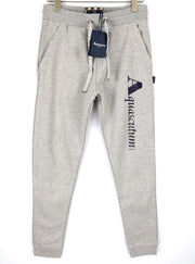 AQUASCUTUM FPIA38 Men Trousers M Melange Grey Drawstring Waist Logo Sweatpants
