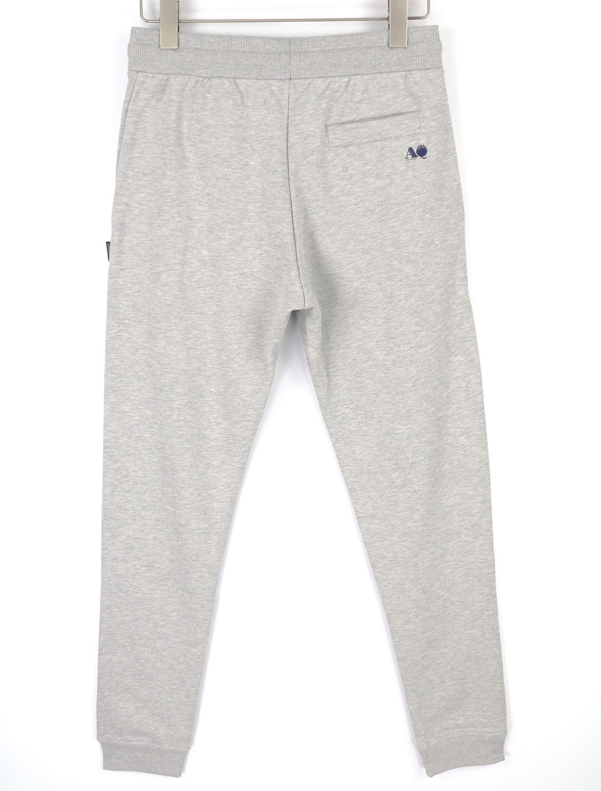 AQUASCUTUM FPIA38 Men Trousers M Melange Grey Drawstring Waist Logo Sweatpants