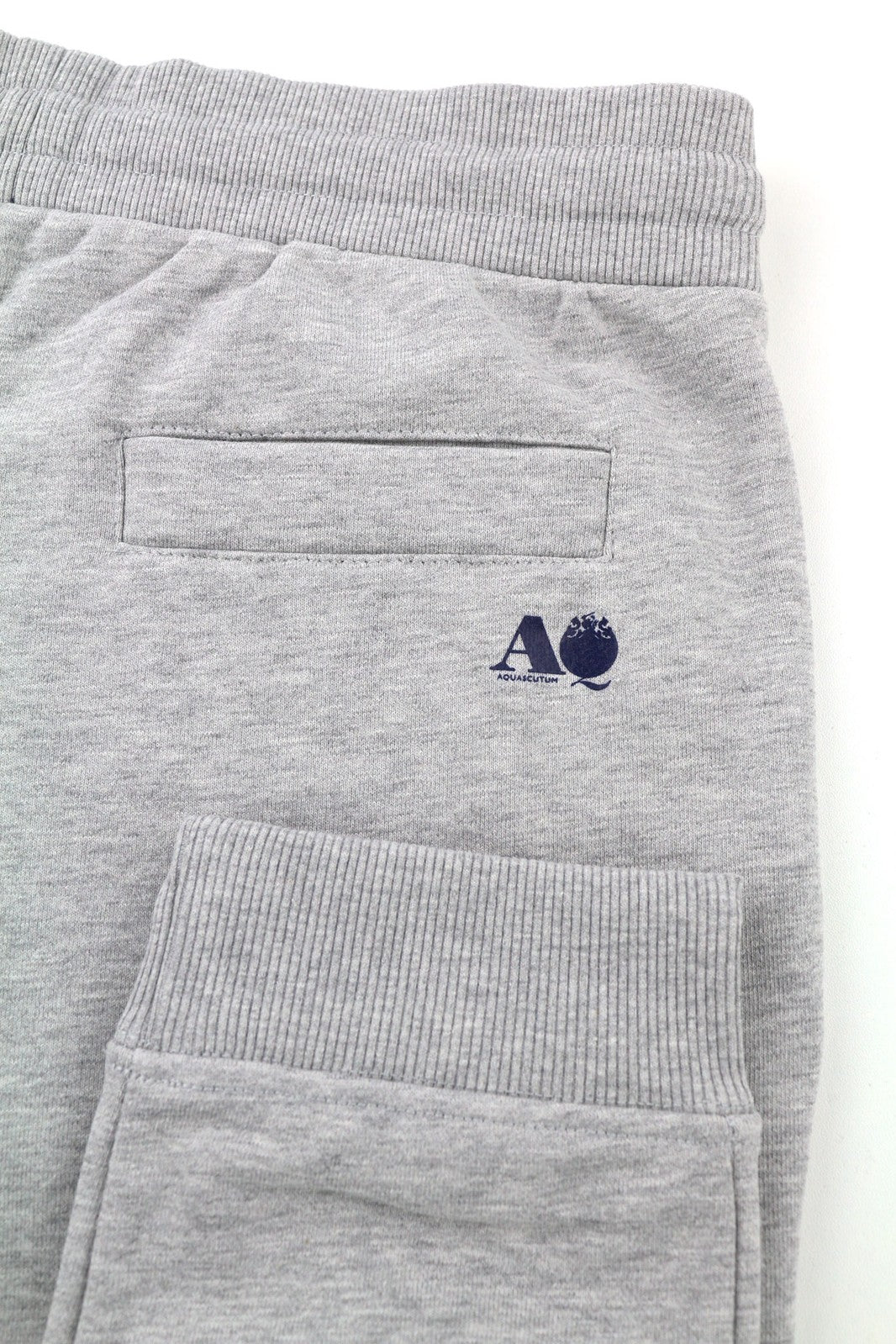 AQUASCUTUM FPIA38 Men Trousers M Melange Grey Drawstring Waist Logo Sweatpants