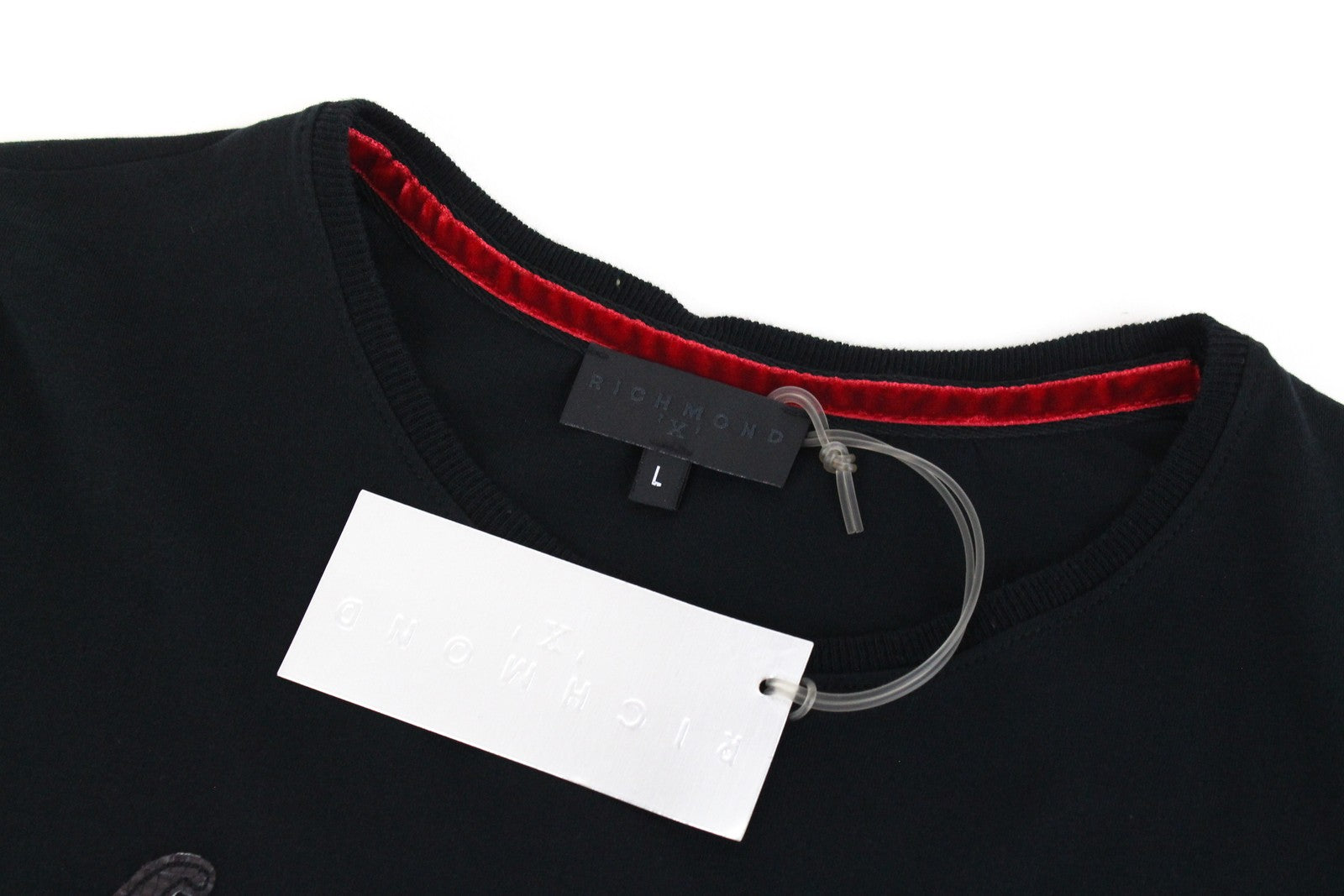 RICHMOND Men's T-Shirt L Black Pure Cotton Lizard King Short Sleeved Summer