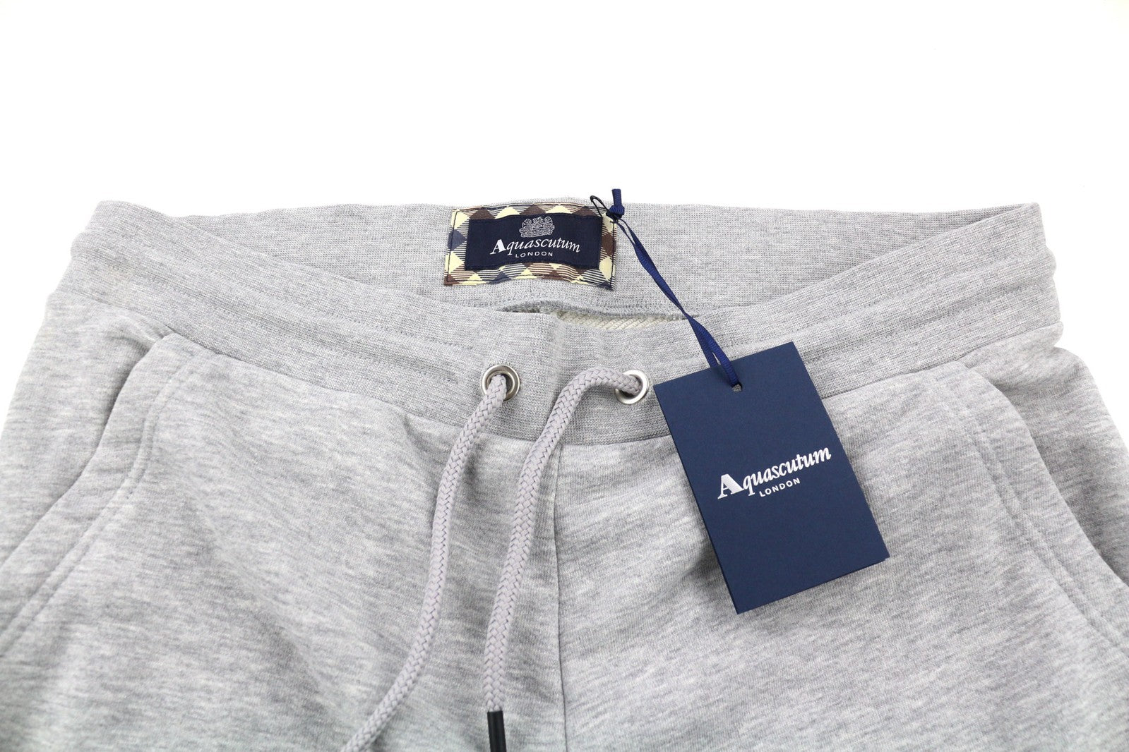 AQUASCUTUM PAAI02 Men Trousers XL Melange Grey Drawstring Waist Logo Sweatpants