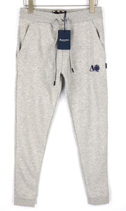 AQUASCUTUM PAAI03 Men Trousers XL Melange Grey Drawstring Waist Logo Sweatpants