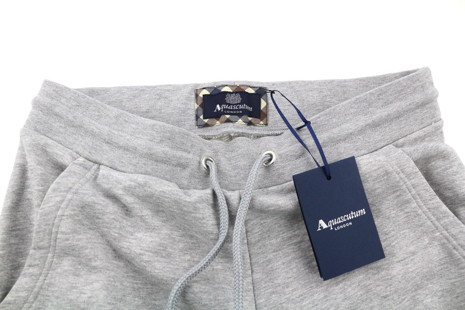 AQUASCUTUM PAAI03 Men Trousers XL Melange Grey Drawstring Waist Logo Sweatpants