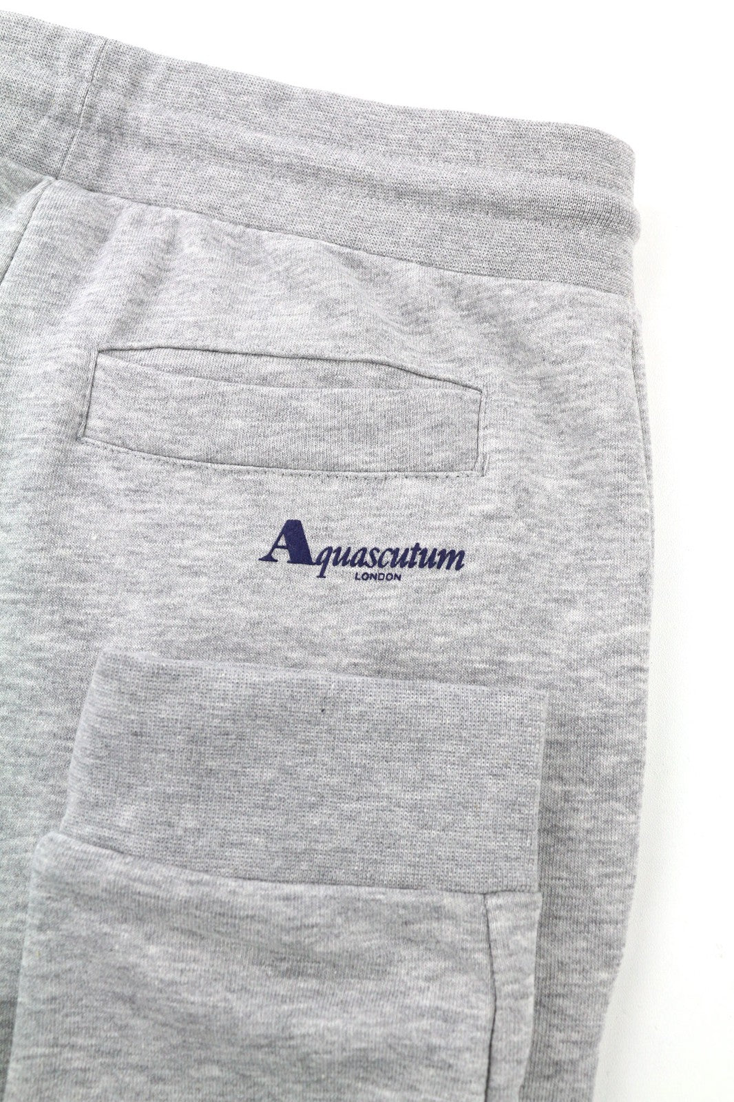AQUASCUTUM PAAI03 Men Trousers XL Melange Grey Drawstring Waist Logo Sweatpants