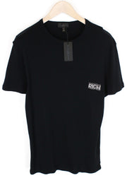 JOHN RICHMOND Men's T-Shirt 52 Black Pure Cotton Short Sleeved Logo Summer