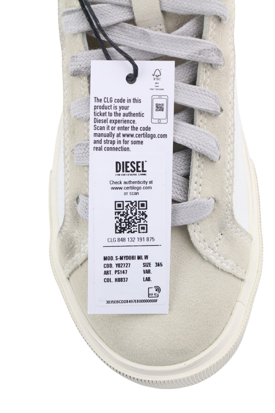 DIESEL S-Mydori ML W Women Sneakers EU36.5 White Leather Mid Top Laced RRP€220