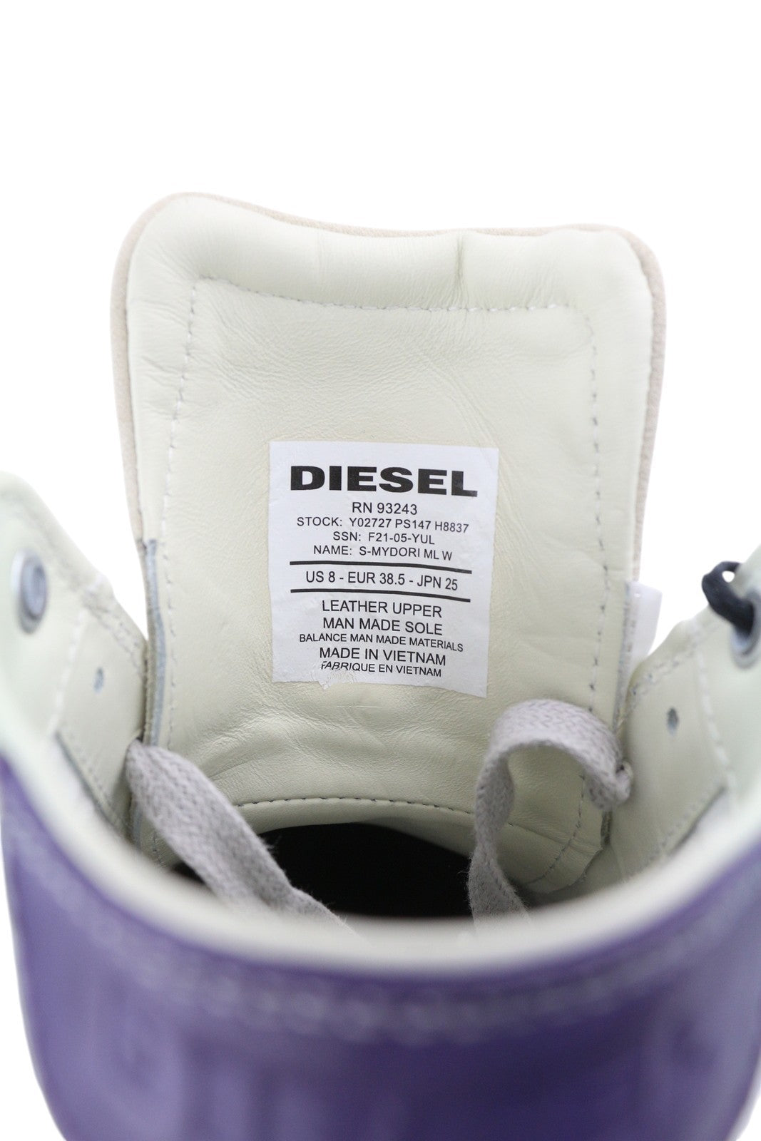 DIESEL S-Mydori ML W Women Sneakers EU38.5 White Leather Mid Top Laced RRP€220