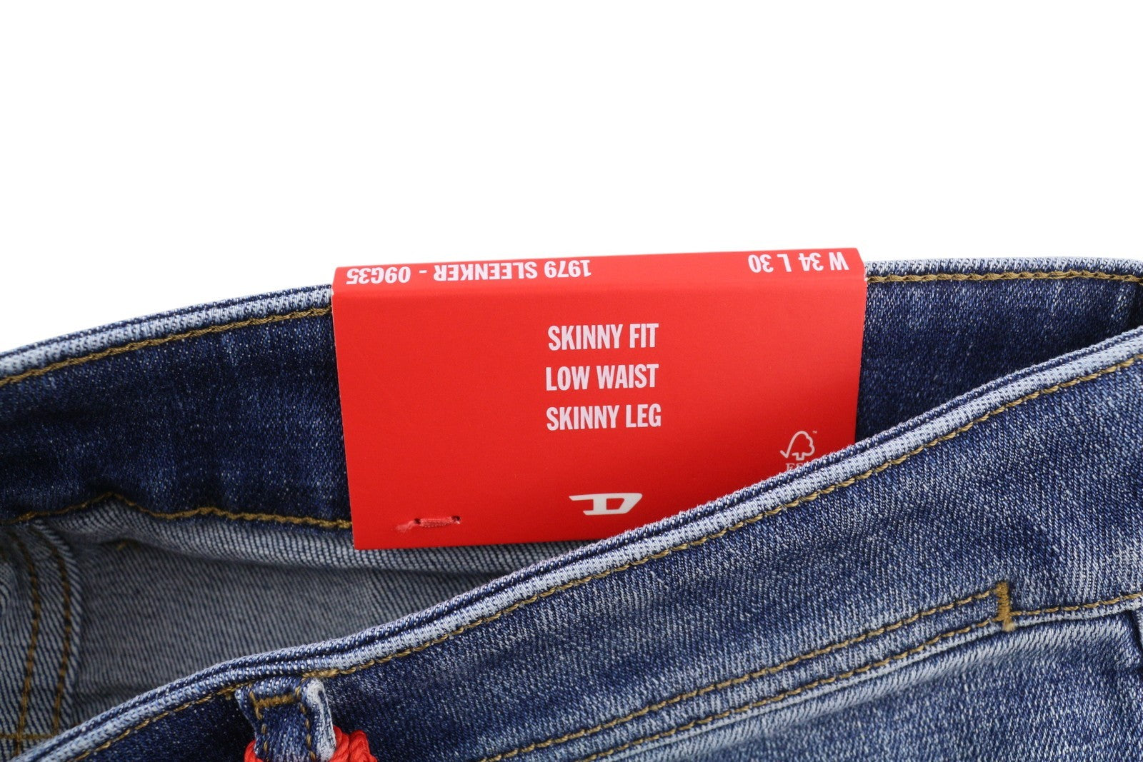 DIESEL 1979 Sleenker 09G35 Men Jeans W34/L30 Low Waist Skinny Blue RRP€250