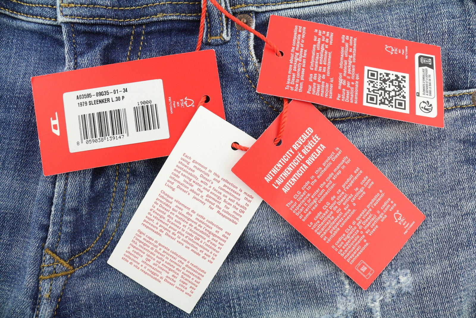 DIESEL 1979 Sleenker 09G35 Men Jeans W34/L30 Low Waist Skinny Blue RRP€250