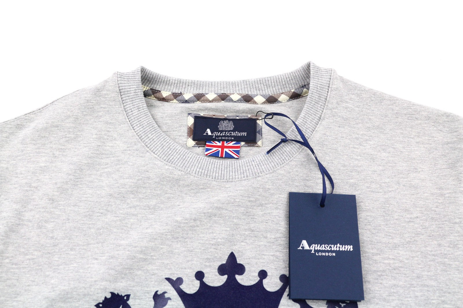 AQUASCUTUM FGIA08 Mens Sweatshirt L Grey Melange Crew Pullover Long Sleeve