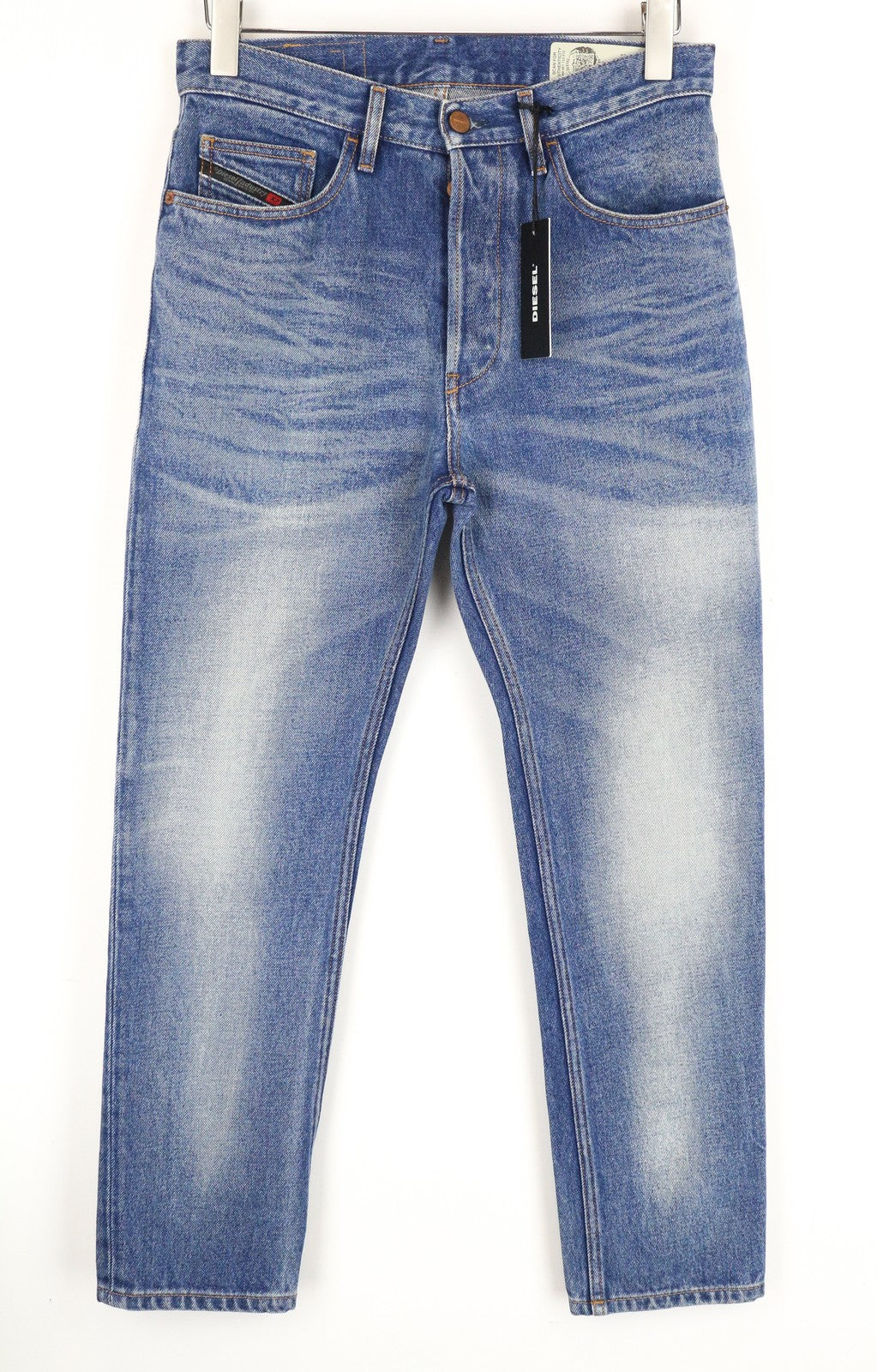 DIESEL D-Aygle 0076Y Men's Blue Washed Jeans W28 L30 Tapered Pure Cotton Fit