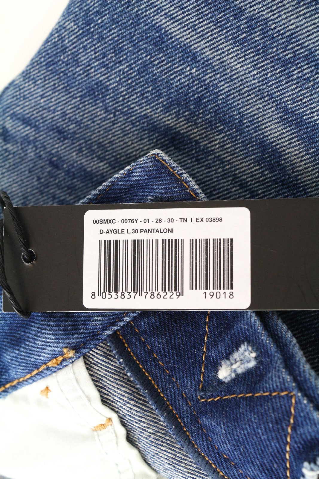 DIESEL D-Aygle 0076Y Men's Blue Washed Jeans W28 L30 Tapered Pure Cotton Fit