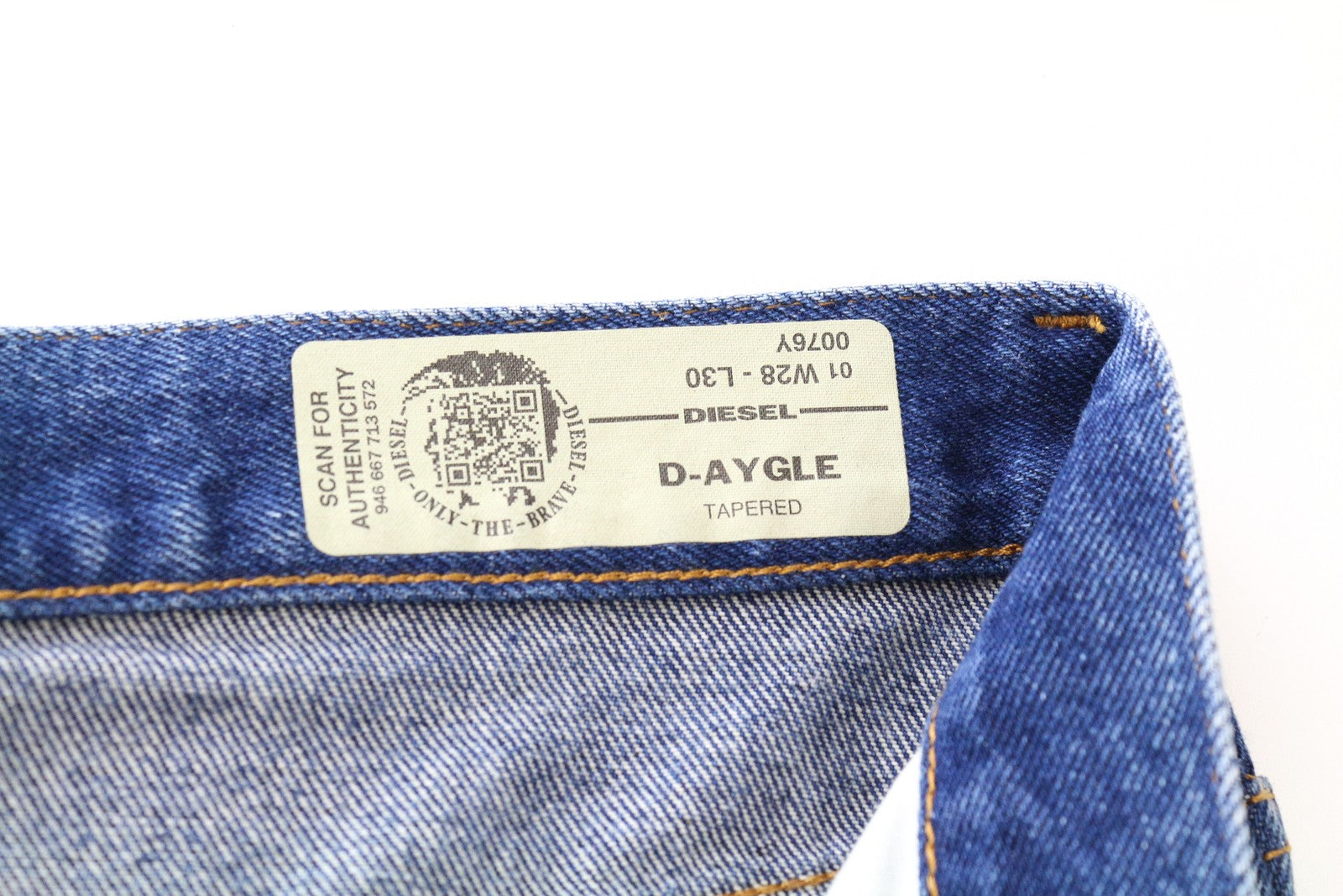 DIESEL D-Aygle 0076Y Men's Blue Washed Jeans W28 L30 Tapered Pure Cotton Fit