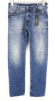 DIESEL Iakop R8Q1A Men's Slim Tapered W28 L30 Jeans Blue Cotton Stretch Ripped
